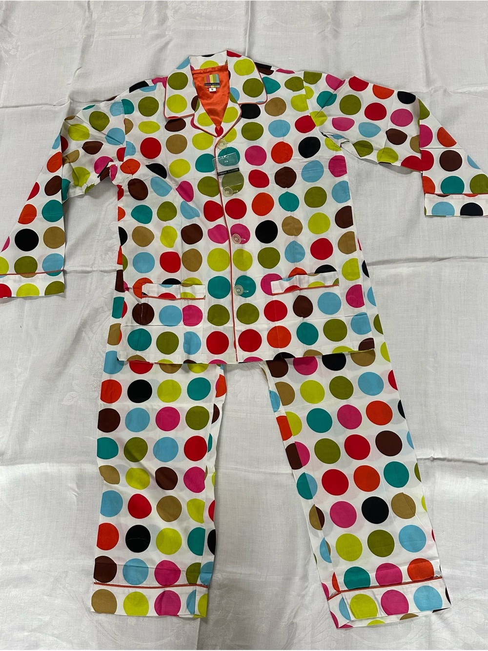 Tepper Jackson Women’s Multicolor Polka Dot Pajama Set - 100% Cotton NWT